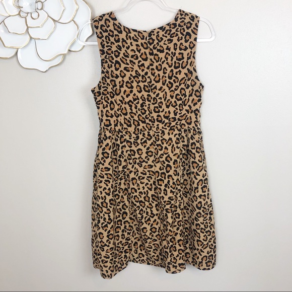 Gap animal leopard print sleeveless skater style fit and flare dress - Picture 2 of 7